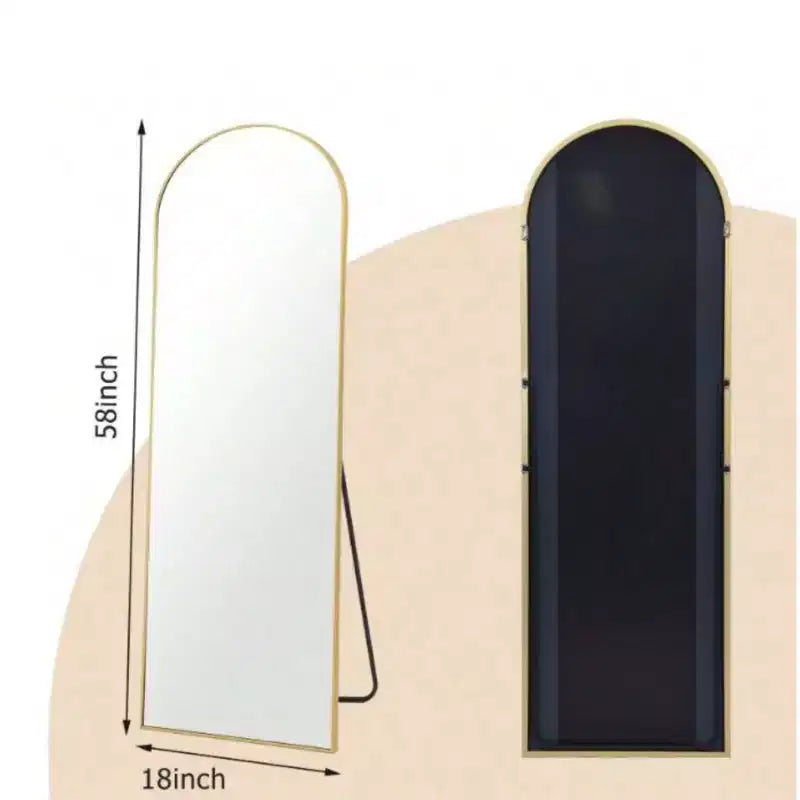 Specchio a figura intera da pavimento ad arco nero/oro da 45,7 cm x 147,3 cm, autoportante, per 1 persona