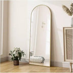 Specchio a figura intera da pavimento ad arco nero/oro da 45,7 cm x 147,3 cm, autoportante, per 1 persona