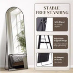 Specchio a figura intera da pavimento ad arco nero/oro da 45,7 cm x 147,3 cm, autoportante, per 1 persona