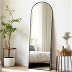Specchio a figura intera da pavimento ad arco nero/oro da 45,7 cm x 147,3 cm, autoportante, per 1 persona