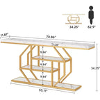 Tavolo consolle bianco a 4 ripiani extra lungo 70,86"