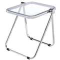 LeisureMod Lawrence Modern Folding Square End Table - Space-Saving Transparent Black