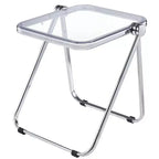 LeisureMod Lawrence Modern Folding Square End Table - Space-Saving Transparent Black