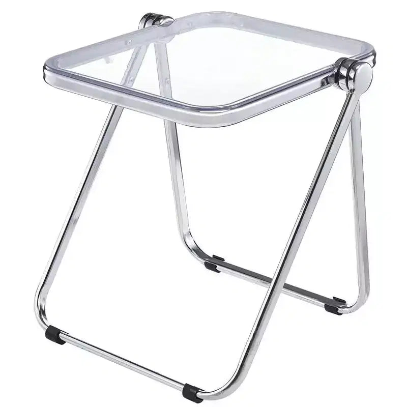 LeisureMod Lawrence Modern Folding Square End Table - Space-Saving Transparent Black